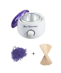 kit pro wax Pro Wax Kit épilation cire – Appareil chauffe cire – 100 g – Paquet 10 spatules – Bois
