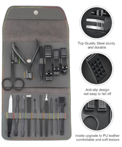 Trousse soin des ongle manicure et pédicure -set provisionnel complet 16 pièces detailles