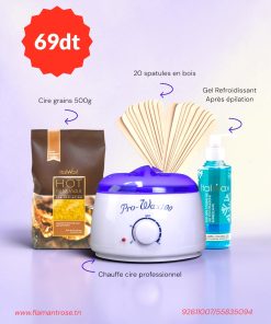 Kit Épilation Complet Grand Format ( chauffe cire prowax-500g cire grains- gel refroidissant 100ml-20 spatules)